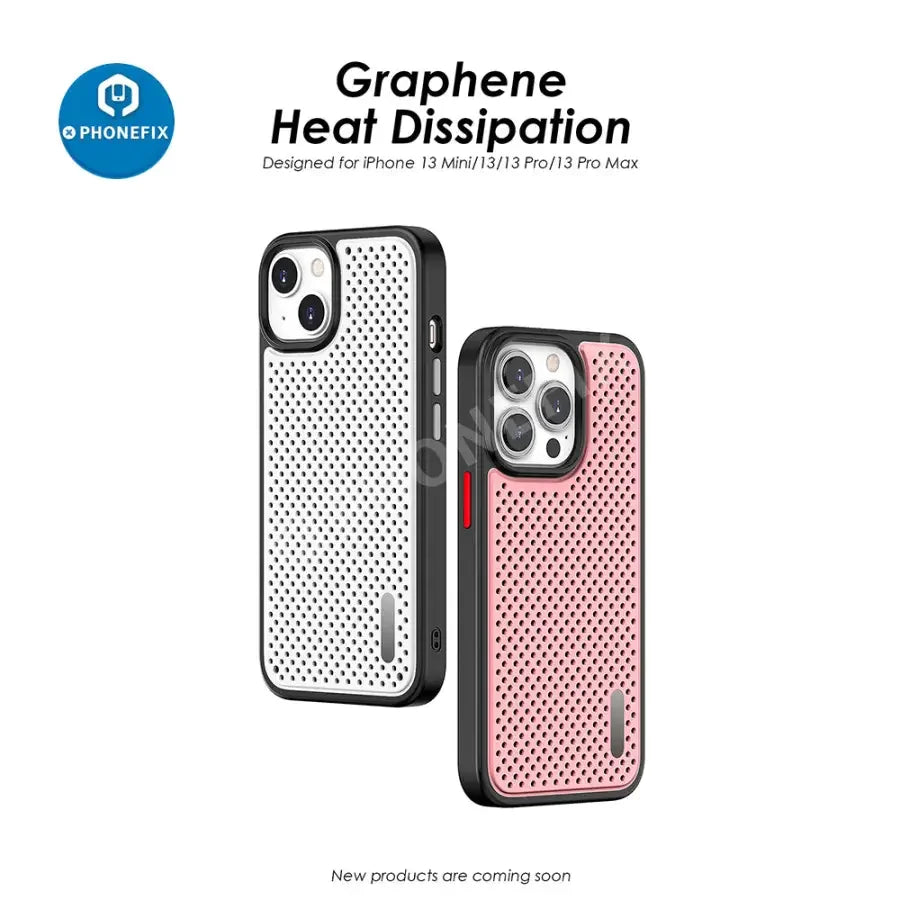 Black PHONEFIX iPhone 15 Pro Max shockproof phone case with graphene heat dissipation for enhanced protection.