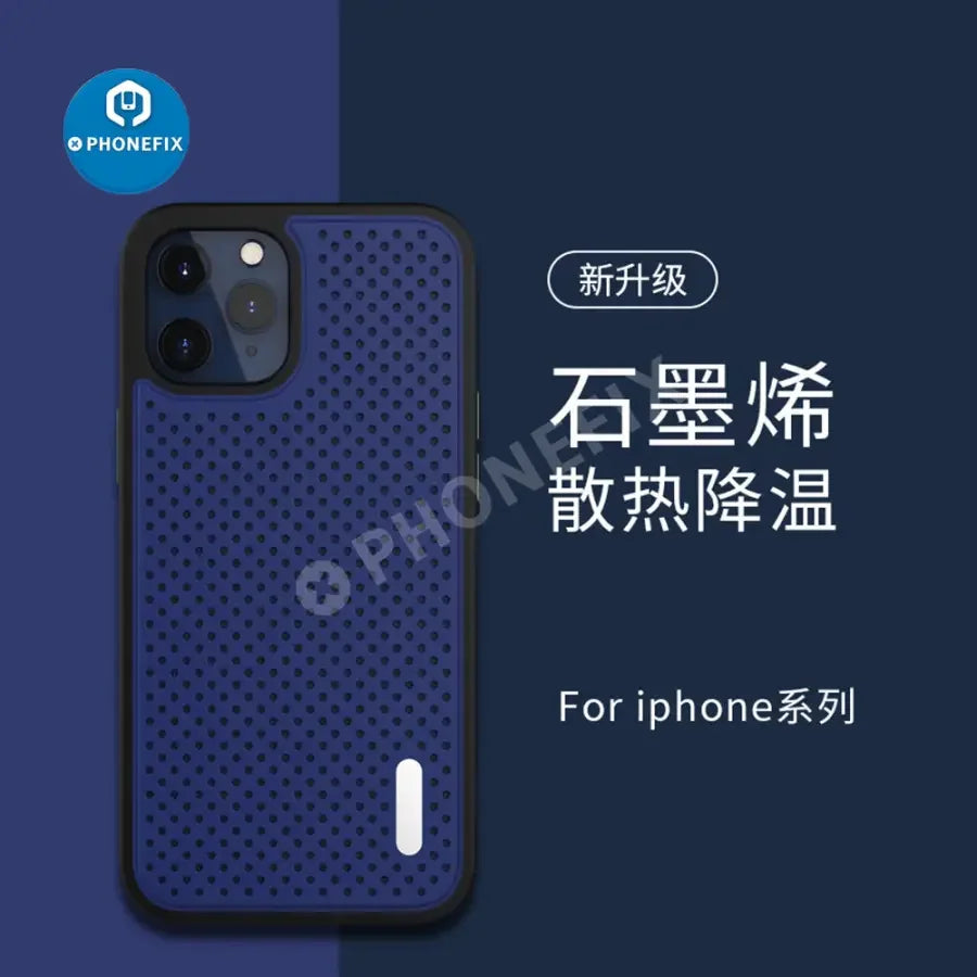 Black PHONEFIX iPhone 15 Pro Max shockproof case with graphene heat dissipation for protection and durability.