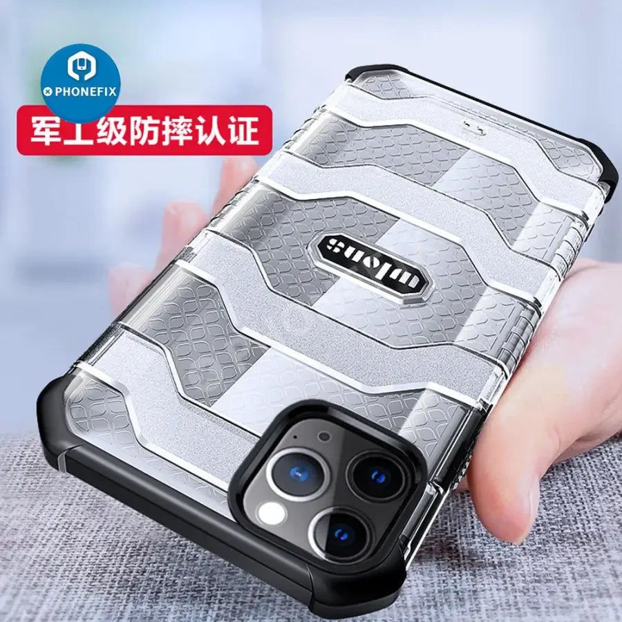 Black PHONEFIX iPhone 11-13 series military armor dual-layer phone protector case with extreme protection and rugged design.