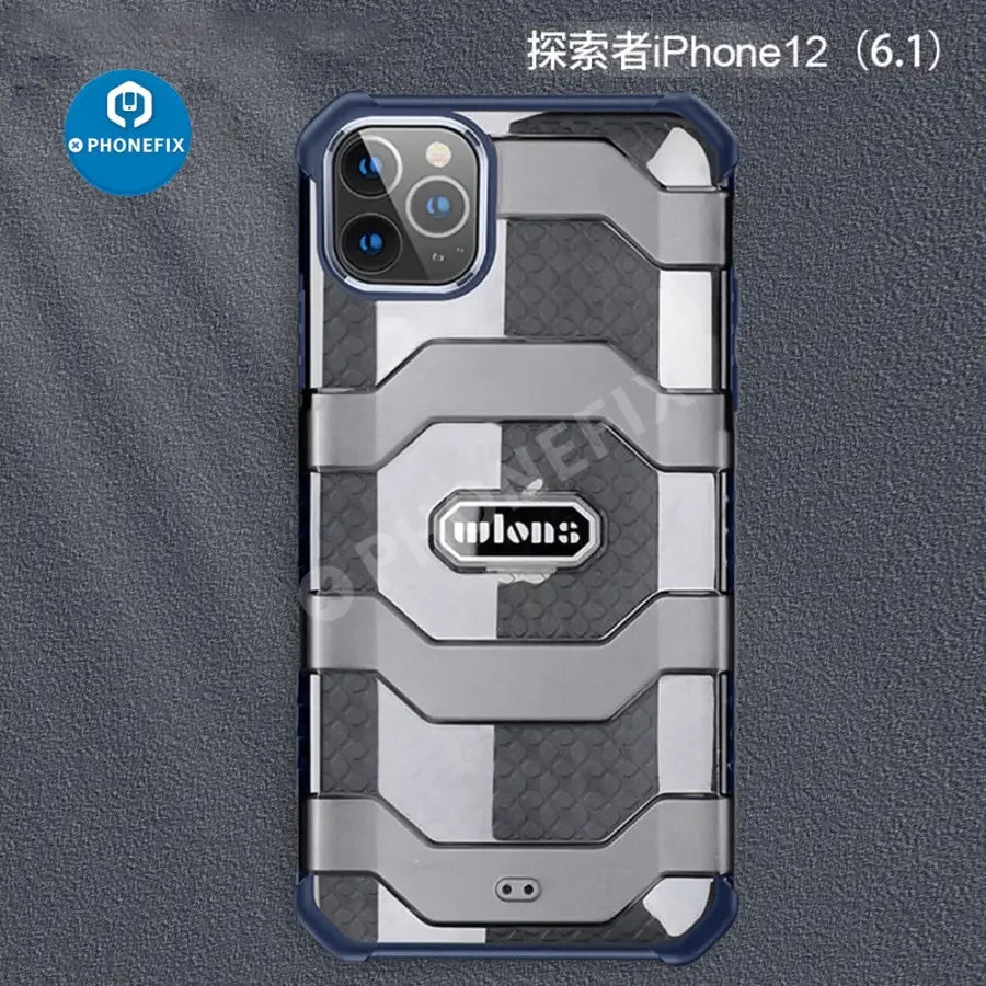 Black PHONEFIX iPhone 11/12/13 series military armor dual-layer phone protector case with extreme protection design.