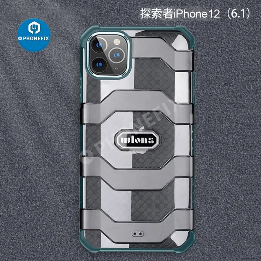 Black PHONEFIX iPhone 11-13 series dual-layer military armor phone protector case with extreme protection.
