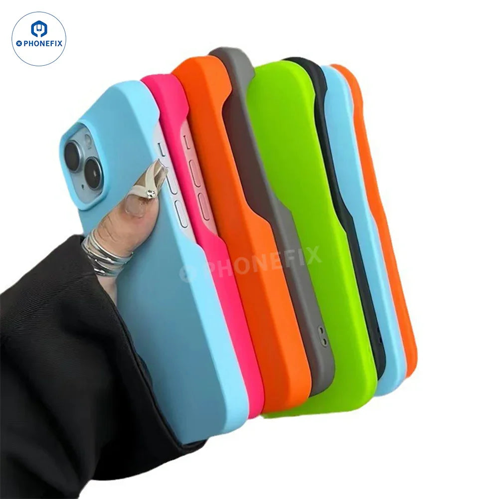 PHONEFIX silicone TPU clear case with MagSafe for iPhone 16 Pro Max, showing slim, transparent protection with circular MagSafe magnet area.
