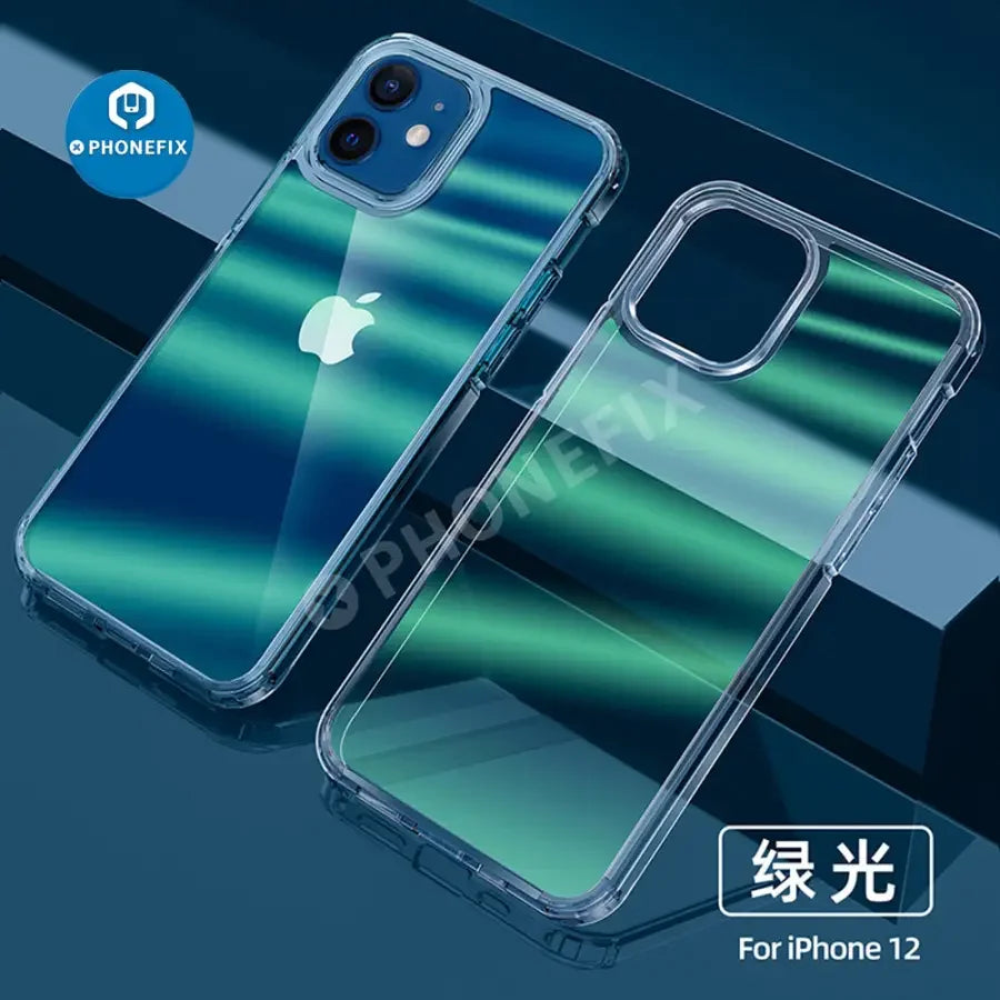 PHONEFIX clear shockproof acrylic TPU bumper case for iPhone 11 and 12 Pro Max, provides durable protection with a sleek design.