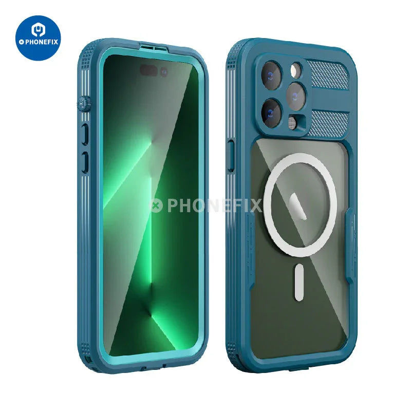 PHONEFIX waterproof full body protective case for iPhone 15 series, durable phone protector with secure coverage.