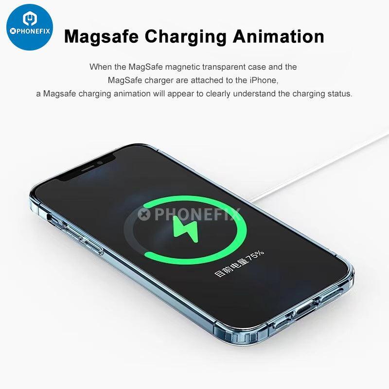 Black PHONEFIX iPhone 15 Series MagSafe case with full cover shockproof design and airbag protection for iPhone 15.