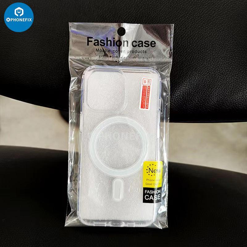 Black PHONEFIX iPhone 15 Series MagSafe case with full cover shockproof airbag protection for iPhone 15.