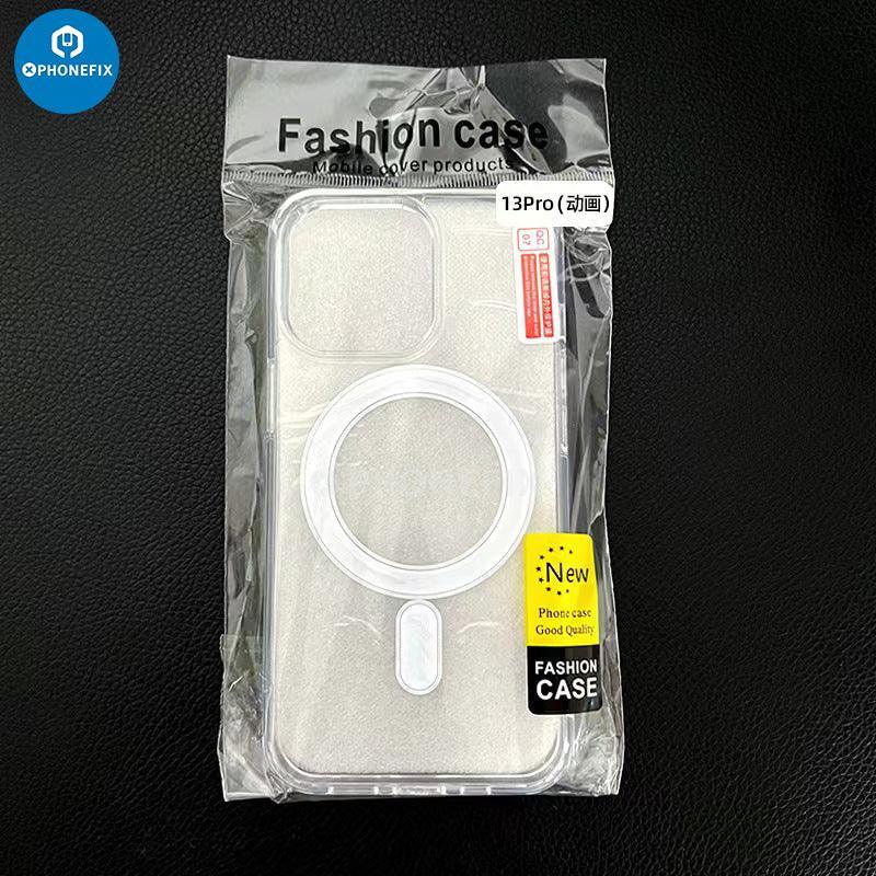 Black PHONEFIX iPhone 15 Series MagSafe case, full cover shockproof phone protector with airbag cushioning.