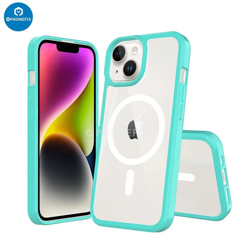 Black PHONEFIX iPhone 15 series MagSafe case with full cover shockproof airbag protection for iPhone 15.