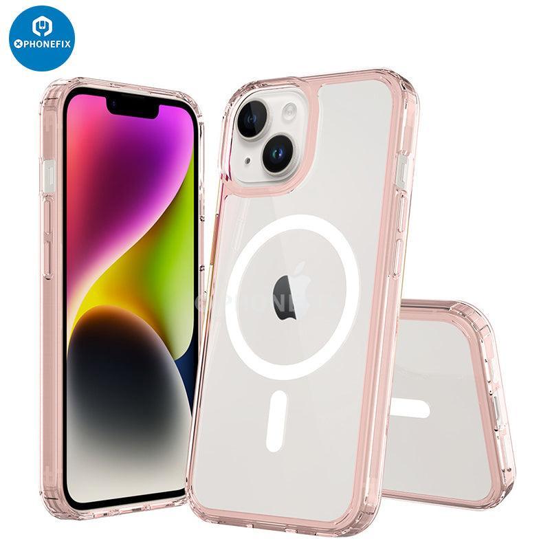 Black PHONEFIX iPhone 15 series MagSafe case with full cover shockproof airbag protection, designed for iPhone 15 phone protector.