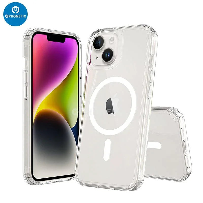 Black PHONEFIX iPhone 15 Series MagSafe protective case with full cover shockproof airbag for iPhone 15.