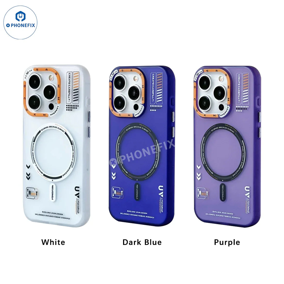 PHONEFIX silicone case for iPhone 16 Pro Max with MagSafe logo, showing a sleek, protective phone protector with a smooth surface