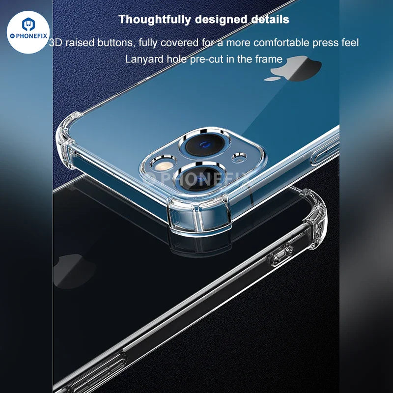 Soft TPU full-cover silicone case for iPhone 12-16 Pro Max by PHONEFIX, showcasing a sleek, protective phone protector with precise cutouts.