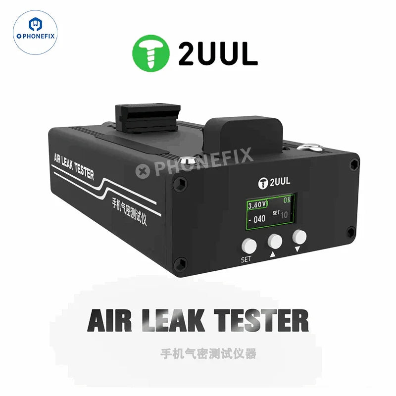 PHONEFIX 2UUL AT01 air leak tester for mobile phones, waterproof tightness detector, used as phone repair tool.