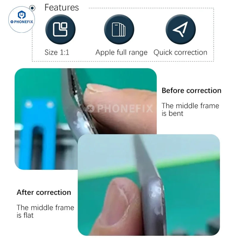 Dispositivo de corrección de deformación del marco central de teléfonos y tabletas PHONEFIX TBK 215C 215A para herramientas de reparación, que se muestra en la imagen.