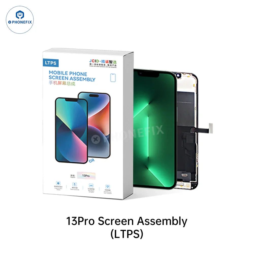 PHONEFIX iPhone 13 Pro Max LTPS FHD 120Hz screen replacement assembly, front view showing display and touch screen.