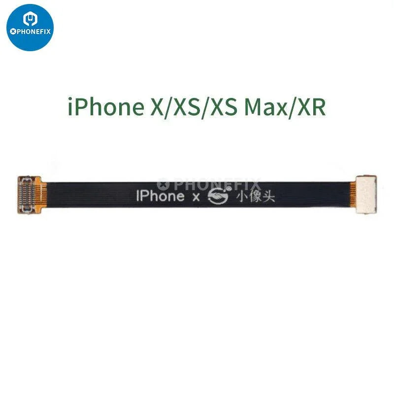 Câble flexible d'extension pour caméra frontale iPhone 6-15 Pro Max, utilisé pour le remplacement d'écran, de PHONEFIX, montrant le câble flexible et les connecteurs.