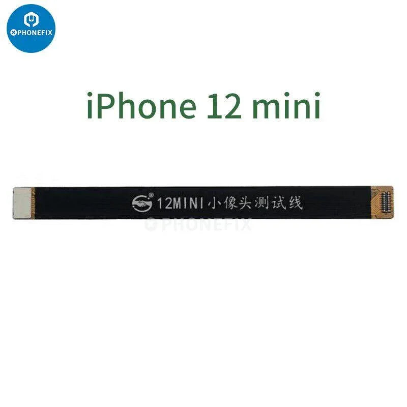Test de la nappe flexible d'extension de la caméra frontale de l'iPhone 6-15 Pro Max pour le remplacement de l'écran de téléphone par PHONEFIX, montrant la nappe flexible et les connecteurs.