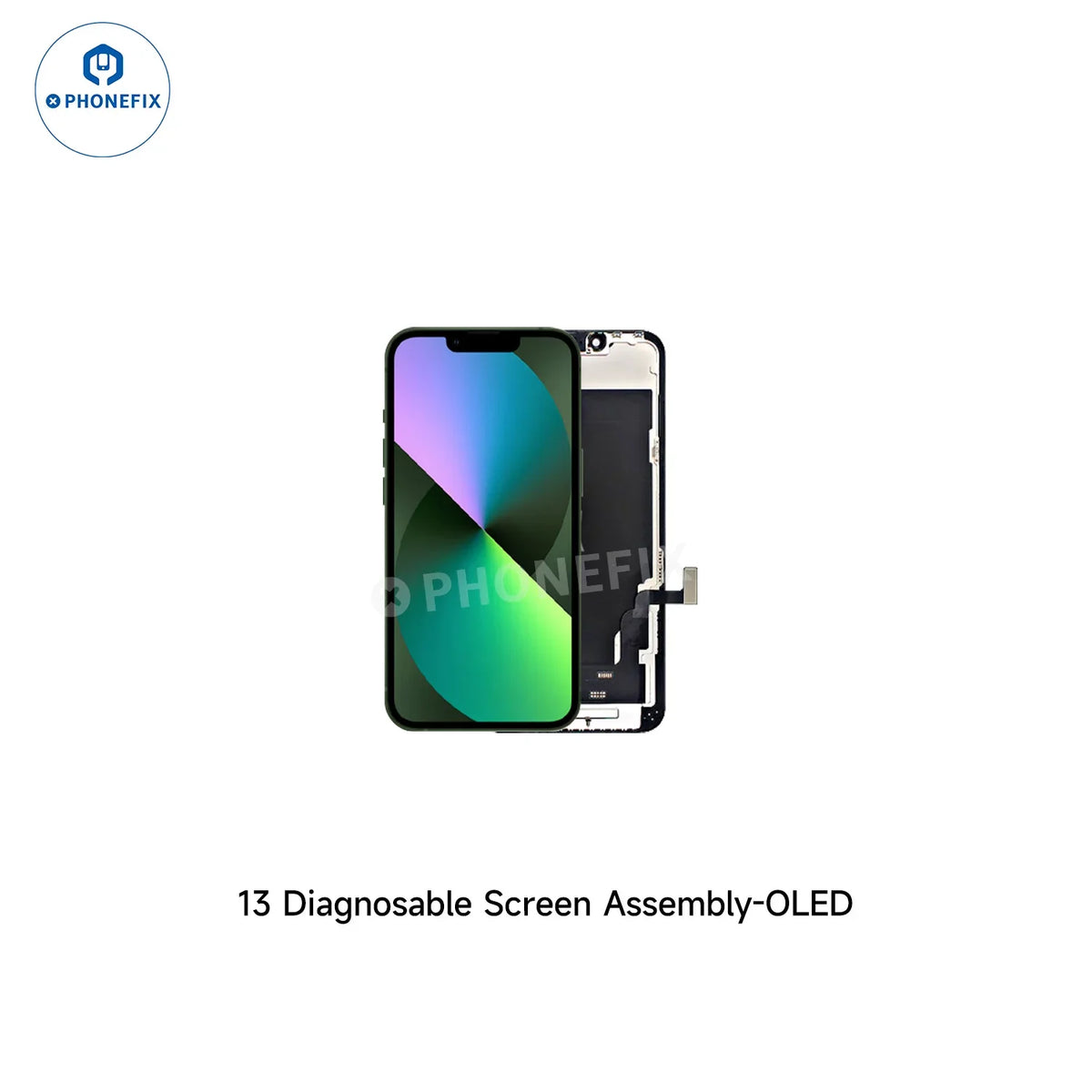 PHONEFIX Remplacement d'écran OLED pour iPhone 12-16 à des fins de diagnostic, sans transfert de circuit intégré, avec un affichage de haute qualité.