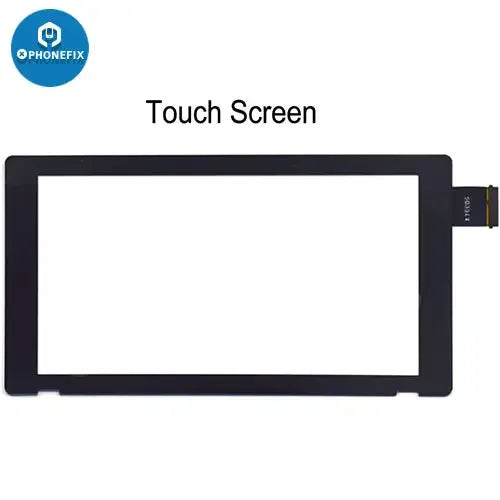 Nintendo Switch LCD display and digitizer touch screen replacement by PHONEFIX, showing the assembled screen component for repair.