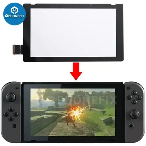 PhoneFix replacement Nintendo Switch LCD display and digitizer touch screen, new and compatible for screen repair.