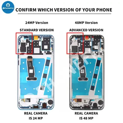 Huawei P30 Lite LCD display with original touch screen and frame, replacement phone screen from PHONEFIX.