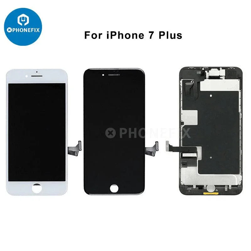 PhoneFIX replacement iPhone display screen and touch digitizer assembly, showing a new high-quality phone screen for iPhone repair.