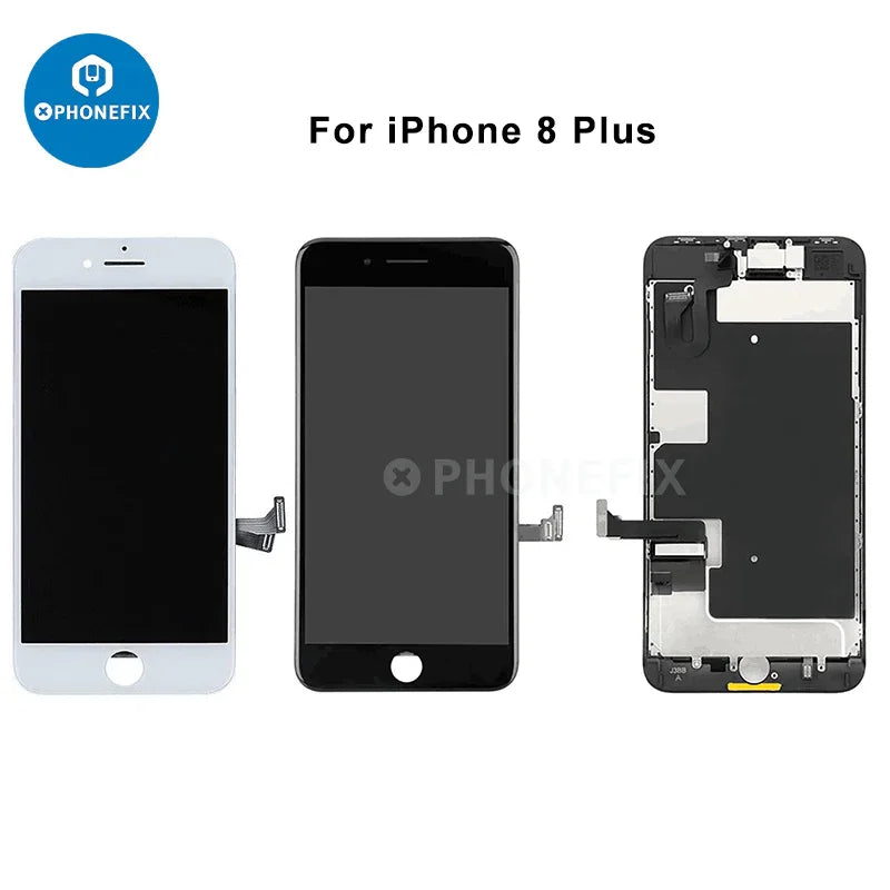PHONEFIX iPhone 6-15 Pro Max display screen assembly replacement showing a new, sleek phone screen with digitizer and frame.