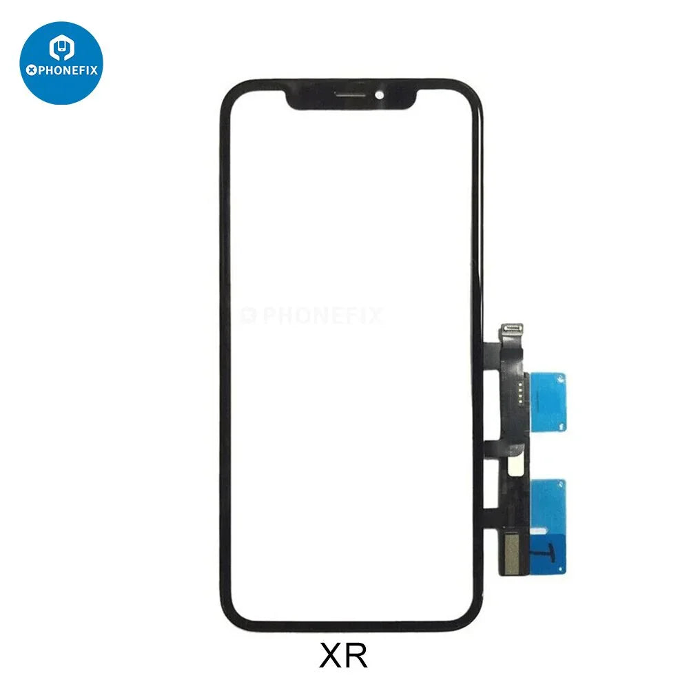 PhoneFIX iPhone X-15 Pro Max touch screen replacement with digitizer flex and OCA for screen repair, shown in the image.