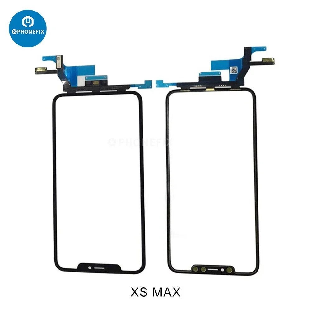 PHONEFIX iPhone X-15 Pro Max touch screen replacement with digitizer flex OCA, showing the assembled phone screen component.