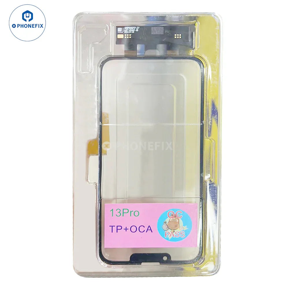 PhoneFIX iPhone X-15 Pro Max touch screen replacement with digitizer flex and OCA for repair or replacement.