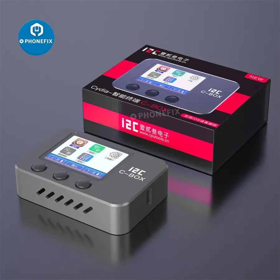 PHONEFIX I2C C-BOX Jail Break Tool for iPhone and iPad, bypassing ID and iCloud passwords, used for phone unlocking.