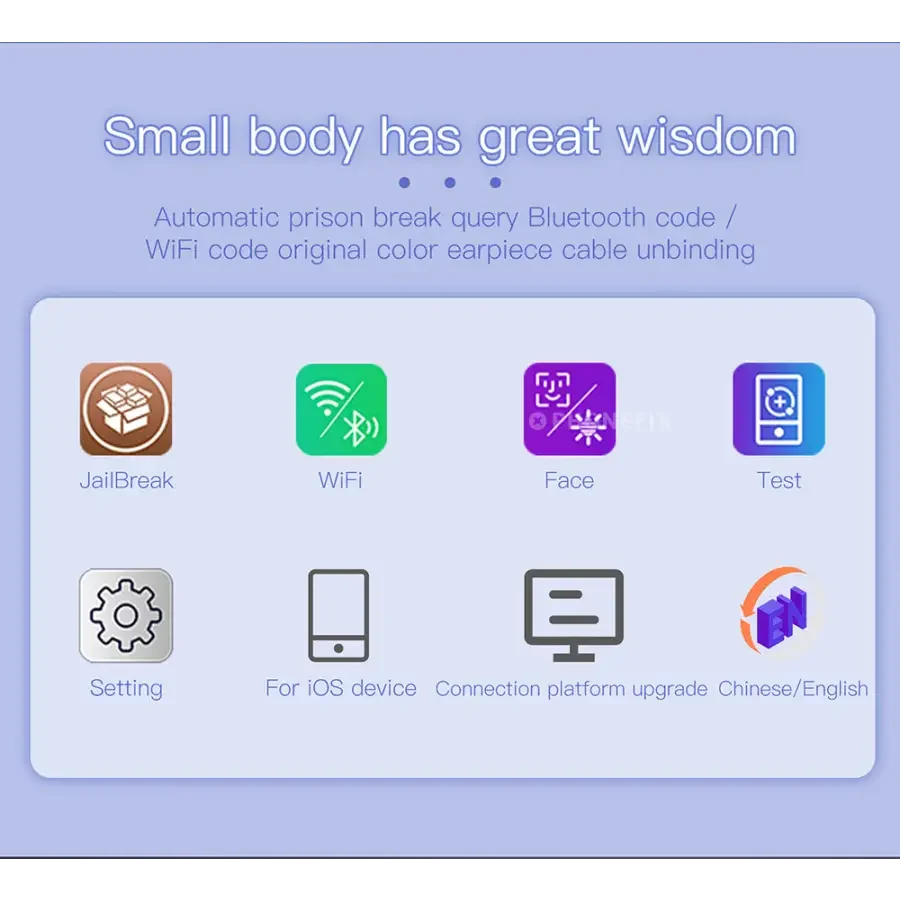 PHONEFIX I2C C-BOX Jailbreak Tool for iPhone and iPad, bypasses ID and iCloud passwords, phone unlocking tool in use.