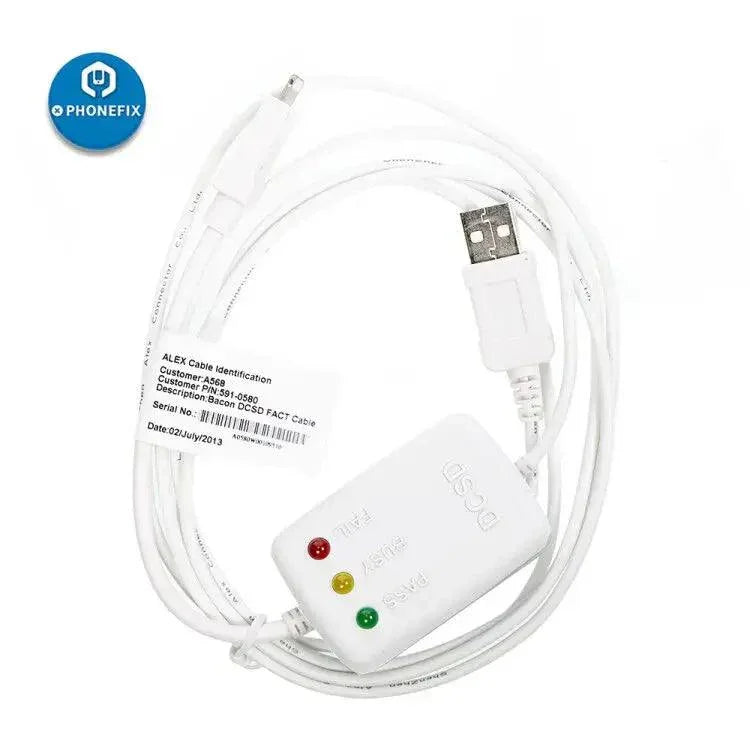 DCSD Alex Cable engineering cable with serial port for iPhone and iPad DFU mode, used for phone unlocking and repairs.