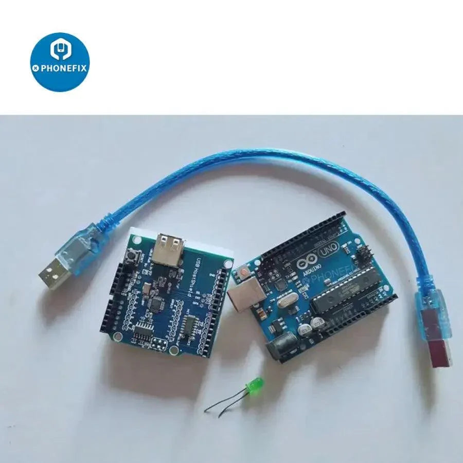 Arduino Uno Rev3 SMD microcontroller development board with PHONEFIX branding, used for phone unlocking tools and electronics projects.