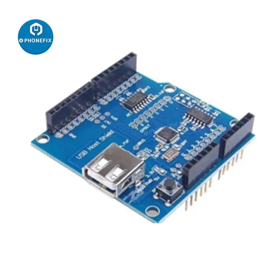 Arduino Uno Rev3 SMD microcontroller development board used with PHONEFIX phone unlocking tools, featuring a compact circuit layout.