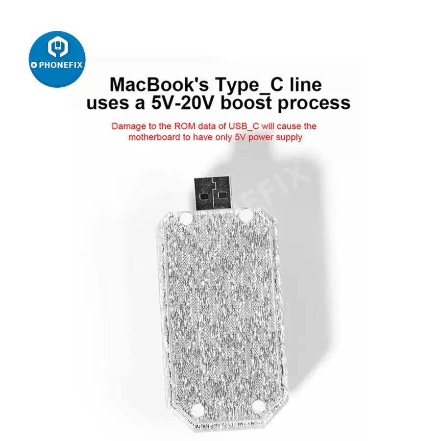 BY-U301 Data Assistant for MacBook backup and ROM read/write, used for phone unlocking, by PHONEFIX, shown connected to MacBook.