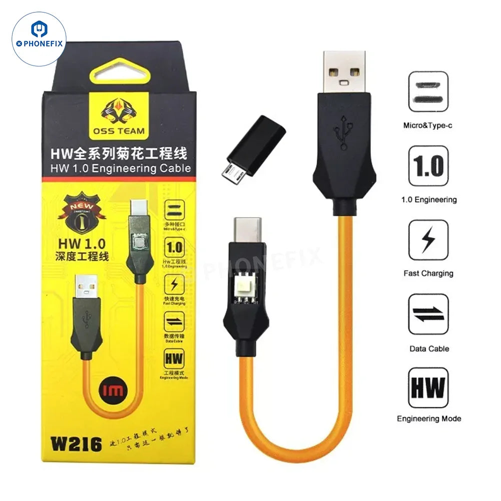 HW Chrysanthemum USB 1.0 engineering cable for Huawei phones, used as phone unlocking tool by PHONEFIX.