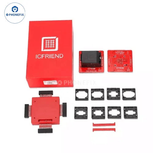 PhoneFIX ICFRIEND E-Mate X EMMC 13-in-1 BGA socket for phone EMMC IC, unlocking tools for phone repair.
