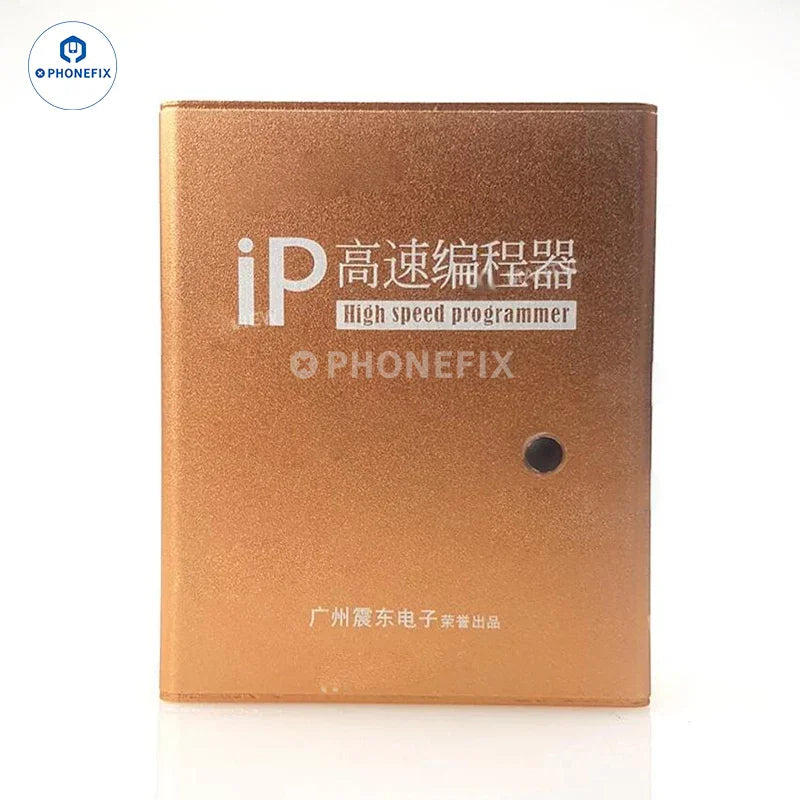 PhoneFix IP BOX V3 high-speed programmer for iPhone and iPad NAND flash, used for phone unlocking and repair.