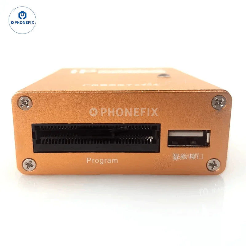 High-speed PHONEFIX IP BOX V3 programmer for iPhone and iPad, used for unlocking phones and NAND flash repair.