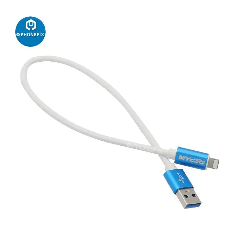 Purple iRepair P10 engineering cable for iPhone and iPad, used as a phone unlocking tool by PHONEFIX.