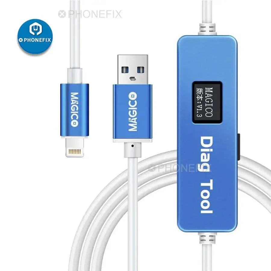 PhoneFix Magico Diag Tool DFU Purple Box with DCS D Cable for phone unlocking, automatic purple mode, China phone repair.