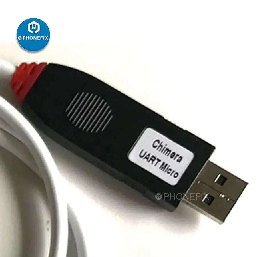 New Original Chimera Tool and UART Cable for Chimera Dongle, phone unlocking tools by PHONEFIX, with black and blue components.