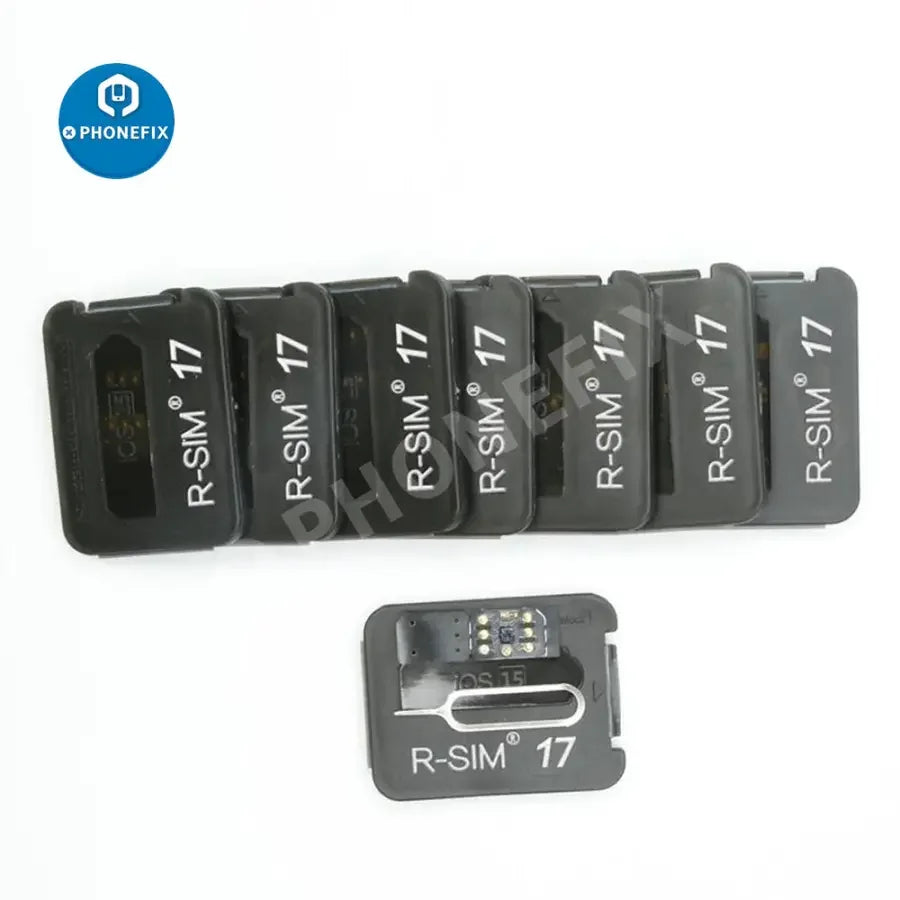PHONEFIX R-SIM 17 iOS15 unlocking card for iPhone 6 to 13 Pro Max, used for unlocking iPhones with phone unlocking tools.