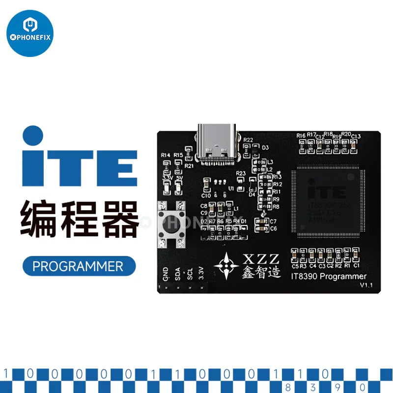 PHONEFIX XZZ IT8390 Programmer for iT85XX and iT83XX chips, used for phone unlocking, read, write, and burning chip data.