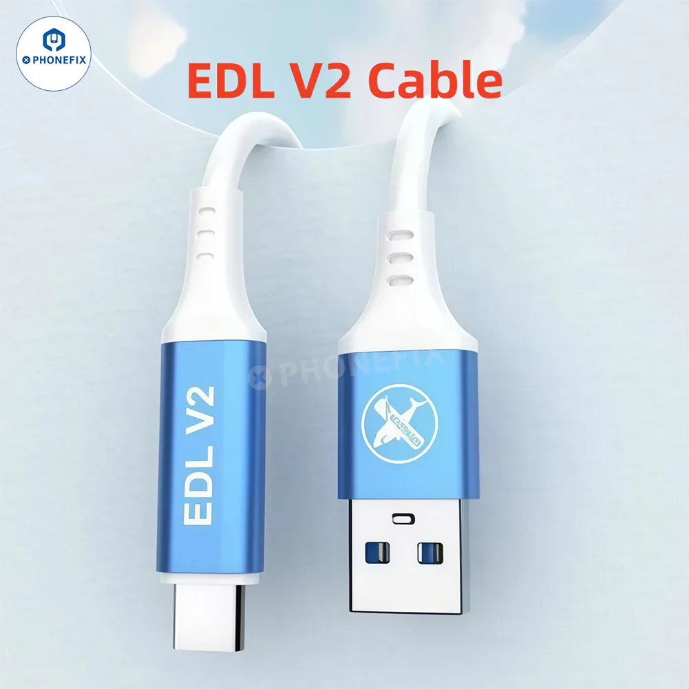 YOUKILOON EDL V2 USB Type-C cable for Qualcomm devices, used with PHONEFIX unlocking tools, shown in the image.