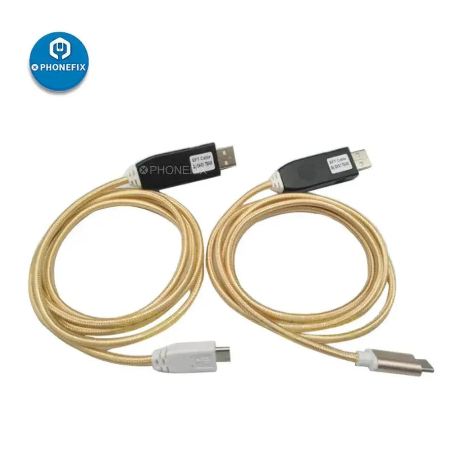 PhoneFix EASY TEAM Micro Easy EFT Cable and Dongle for phone unlocking tools, shown with connected cables and device.