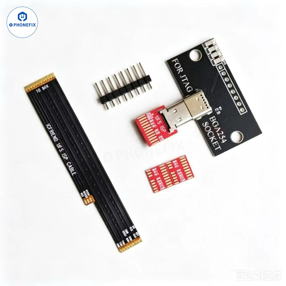 Adaptador UFS ISP con cable para Z3X Easy Jtag Plus Box, utilizado para el desbloqueo de teléfonos, pruebas de eMMC, UFS y zócalos BGA por PHONEFIX.