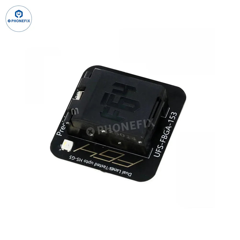 PHONEFIX Flash F64 Ultra NAND programmer for UFS, eMMC, MicroSD, and Nano memory cards used in phone unlocking tools.