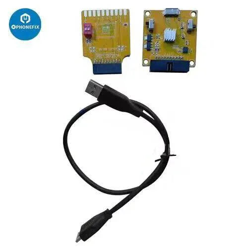 PHONEFIX Hydra Tool dongle with eMMC ISP adapters for phone unlocking and software flashing, shown in the image.